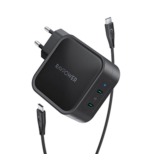 RavPower Dual USB-C 90W GaN Wall Charger EU Plug