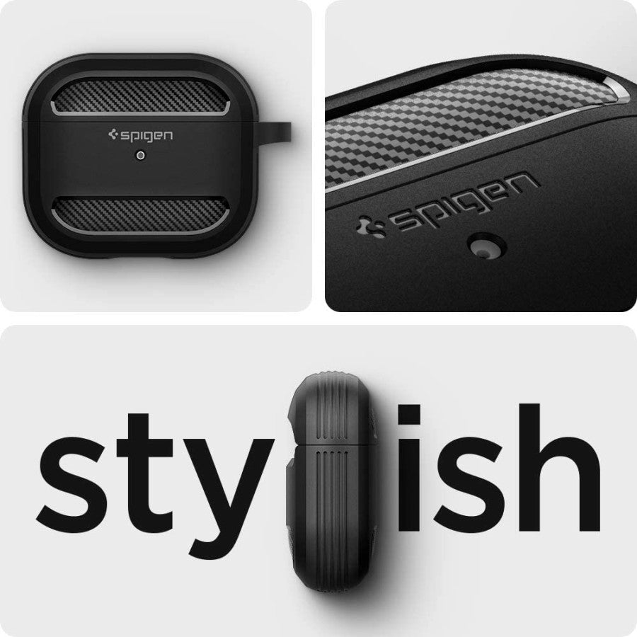 Spigen Rugged Armor AirPods 3 Case with Carabiner - Matte Black