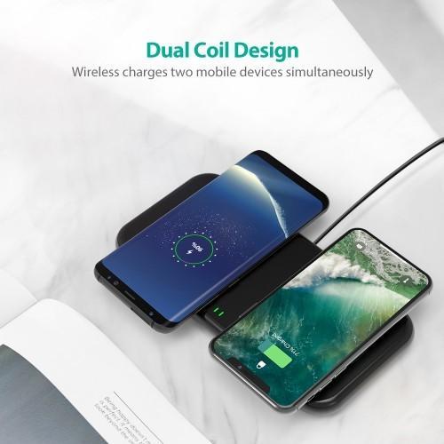 Ravpoer 10W Dual Coils Wireless Charger