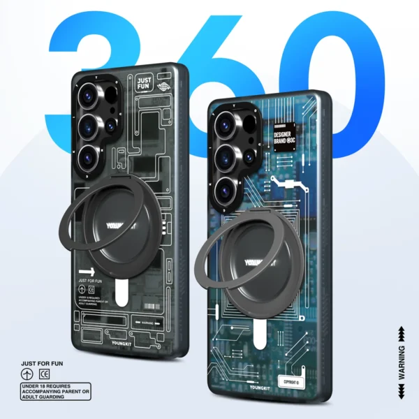 Youngkit Cyberpunk 360° Spin Magnetic Stand Case Galaxy S25 Ultra - Image 6