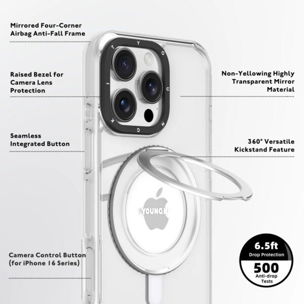 Youngkit Non-Yellowing 360° Spin Magnetic Stand Case iPhone 16 Pro Max - Image 3
